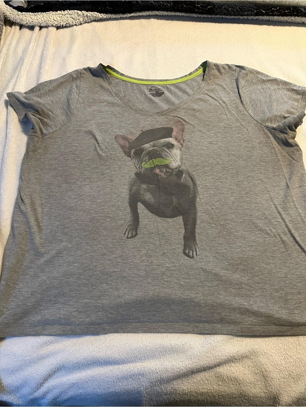 Lane Bryant Gray Short-Sleeve Tee with Lime Accent and Dog Graphic